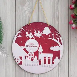 eCraftIndia Red & White Printed Wooden Wall Hanging-31