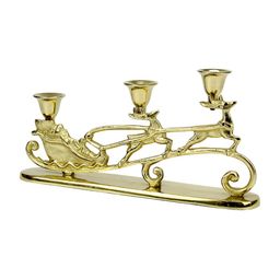 Hind Decor Gold-Toned Textured Aluminum Christmas Running Reindeer Candle Holder-picture-29