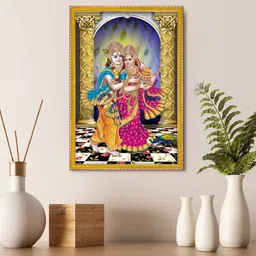 999Store Lord Radha Krishna Photo Framed Painting Wall Art-29