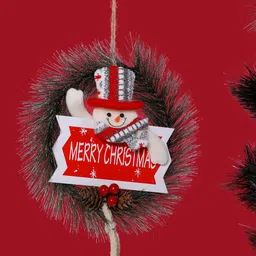 TAYHAA Red & White Whimsical Merry Christmas Wreath Decor-56