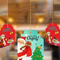 eCraftIndia Green & Red 10 Pieces Santa Claus With Gift Bag Xmas Tree Card Festive Decor-17