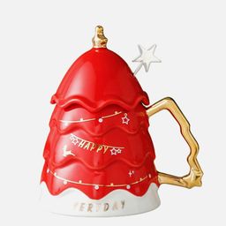 Little Surprise Box LLP  Red Christmas Tree Style Cup With Lid & Spoon 330 ml-41