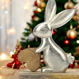 Hind Decor Silver Toned & Beige Bunny Showpiece-image-89
