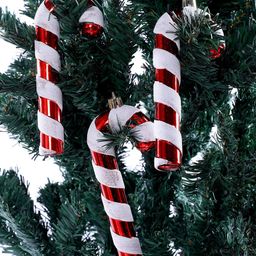 TAYHAA Red & White 2 Pieces Textured Cany Cane Christmas Decor-21