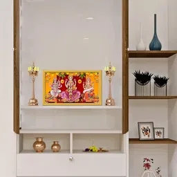 999Store Gold Toned Purple Goddess Lakshmi Mata Saraswati Mata With Ganesh Wall Art-76