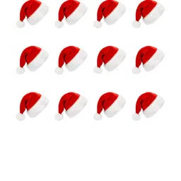 eCraftIndia Red & White 12 Pieces  Velvet Christmas Hats-41