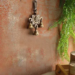Two Moustaches Brown Brass Om & Ganesha Wall Decor With Hanging Bells-13