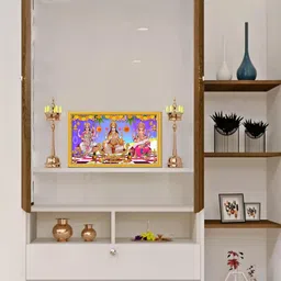 999Store Blue Goddess Lakshmi Mata Saraswati Mata With Ganesh Photo Painting Wall Art-image-61