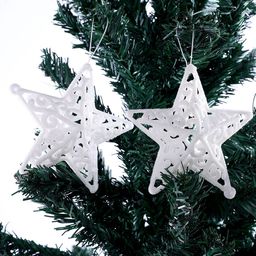 TAYHAA 2 Pcs White Patterned Stars Christmas Decor-33