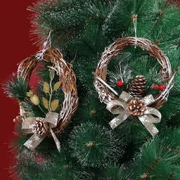 TAYHAA 2 Pcs Brown Textured Timeless Holiday Charm Wreath Christmas Decor-27