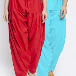 GRACIT Women Red & Blue Pack of 2 Solid Cotton Salwar-picture-25