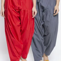 GRACIT Women Red & Grey Pack of 2 Solid Cotton Salwar-image-32