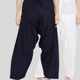 Clora Creation Women Pack of 2 Loose-Fit Pure Cotton Salwars-image-54