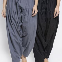 GRACIT Women Grey & Black Pack of 2 Solid Cotton Salwar-picture-12