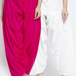 GRACIT Women Pack of 2 White & Pink Solid Cotton Salwar-image-61