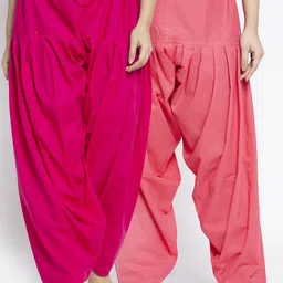 GRACIT Women Set of 2 Pink Solid Cotton Salwar-image-5