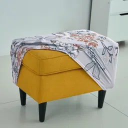HOKIPO Grey Printed 140 GSM Stretchable Footstool Cover-83