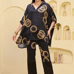 First Resort by Ramola Bachchan Printed Linen Kaftan Tunic & Trouser-picture-1