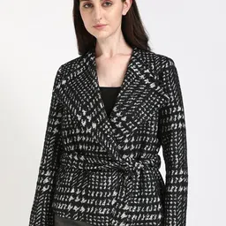 Calvin Klein Jeans Women Lapel Collar Conversational Printed Casual Open Front Jacket-12