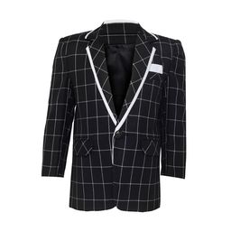 Jeetethnics Boys Black Checked Cotton Casual Blazer-picture-21