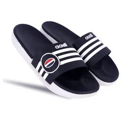 aadi Men Navy Blue & White Rubber Casual Sliders-67