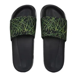 EXTRIMOS Men Green & Black Printed Sliders-picture-26