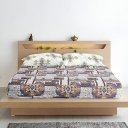 Aurave Purple & Brown 300 TC King Bedsheet with 2 Pillow Covers-image-17