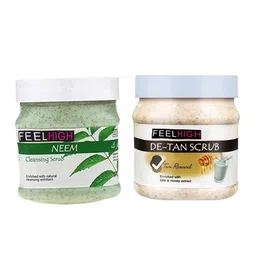 FEELHIGH Set of De Tan & Neem Scrub For Face & Body - 500 ml Each-0