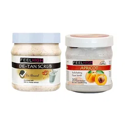 FEELHIGH Set of De Tan & Apricot Scrub for Face Scrub & Body - 500 ml Each-16