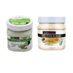FEELHIGH Set of De Tan & Cucumber Scrub for Face & Body - 500 ml Each-12
