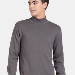 t-base High Neck Neck Long Sleeves Cotton Modal Pullover Sweater-image-3