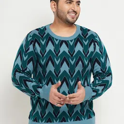 Club York Plus Size Chevron Printed Cotton Pullover-image-8