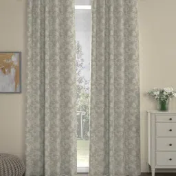Beige Polyester Traditional 9ft Semisheer Eyelet (2 pc) Long Door Curtains by ROSARAHOME-picture-18