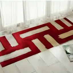Shopgallery Red & Beige Geometric Soft & Anti-skid Floor Runner-30
