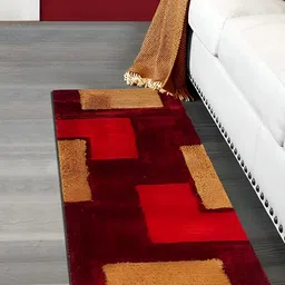 Shopgallery Red & Maroon Geometric Soft & Anti-skid Floor Runner-23