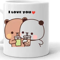 bubu dudu say i love you Ceramic Coffee Mug-image-2