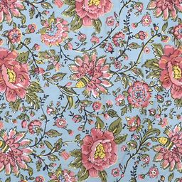 Texstylers Red & Blue Floral Anti-Slip Cotton 6-Seater Rectangular Table Cover image 4