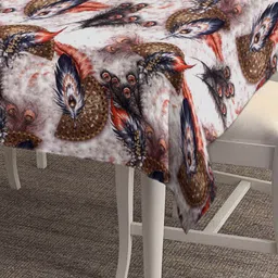 Arrabi White & Brown Printed 6-Seater Rectangular Table Cover image 4