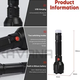 rocklights Model RL-1130 2-in-1 Rechargeable Eco Energy 2 Modes Torch & Table Lamp Torch image 3