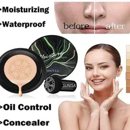 A Professional mashroom Head Air Cusion Soft Puffs & Mousturised Cream-image-9