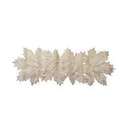 Kuber Industries Off White Leaf Design Soft Leather Table Runner image 5