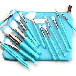 Makeup Brush Applicator Set of 15 with Premium Leather Pouch-image-36