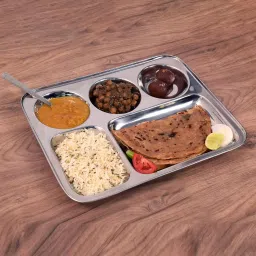 hm evotek 5 in 1 Partition Bhojan Thali/Dinner Lunch 6 Plates With 6 Spoon Plate, Spoon Serving Set image 5