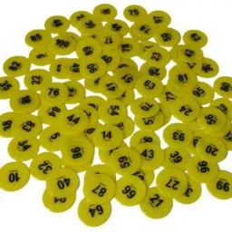 YELLOW PLASTIC ROUND SHAPE EMBOSSED PRINTED TOKEN FOR BOARD GAME 1 TO 100 COINS. Coin Bank-83