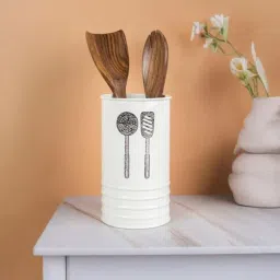 sone key chidiya Simmer Polka Dotted Iron Cutlery Holder (Ivory)-picture-2