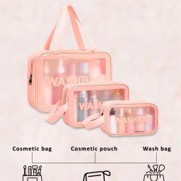 Makeup Bag Portable Toiletry Wash Bag Toiletry Organizer for Travel Women (Pink) Multi purpose bag Vanity Box-image-45