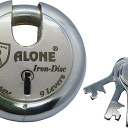 Iron Steel Disc Padlock 90mm 4 Keys Round Iron-Steel, 9 Levers Lock-0
