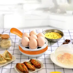 rossella Single Layer Non-Stick Pan Egg Steaming Machine Mini Electric Skillet Frying Pot and Omelet Frying Pan with Firmness Marked Measuring Cup Egg Cooker image 3