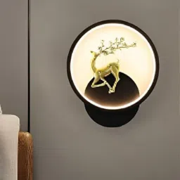 sinoman Black Home Decor Inbuilt Led Fancy Wall Light(Plastic) (3-Lighting Mode) (Round Full Deer)-picture-4