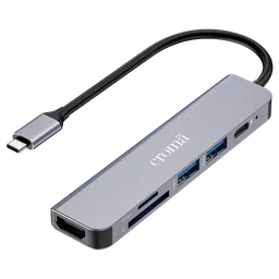 Croma 6-in-1 USB 3.0 Type C to HDMI, USB Type A 3.0, USB Type C, TF Card & SD Card Slot Multi Utility Hub (Supports Fast Charging, Grey)-3